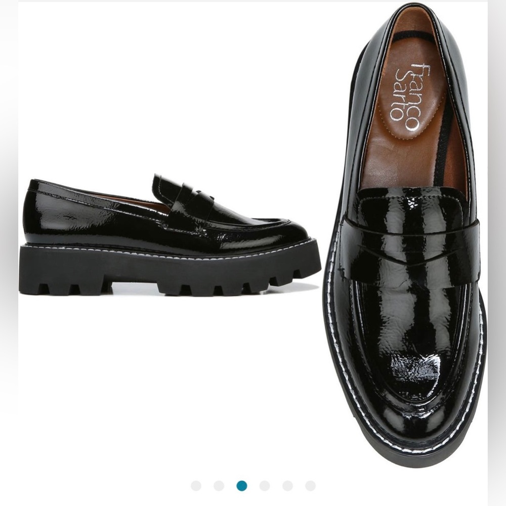 Franco Sarto Black Lug Sole Loafers Size 9